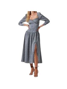 Astr The Label Puff Sleeve Sweetheart Neck Floral Midi Dress Medium EUC